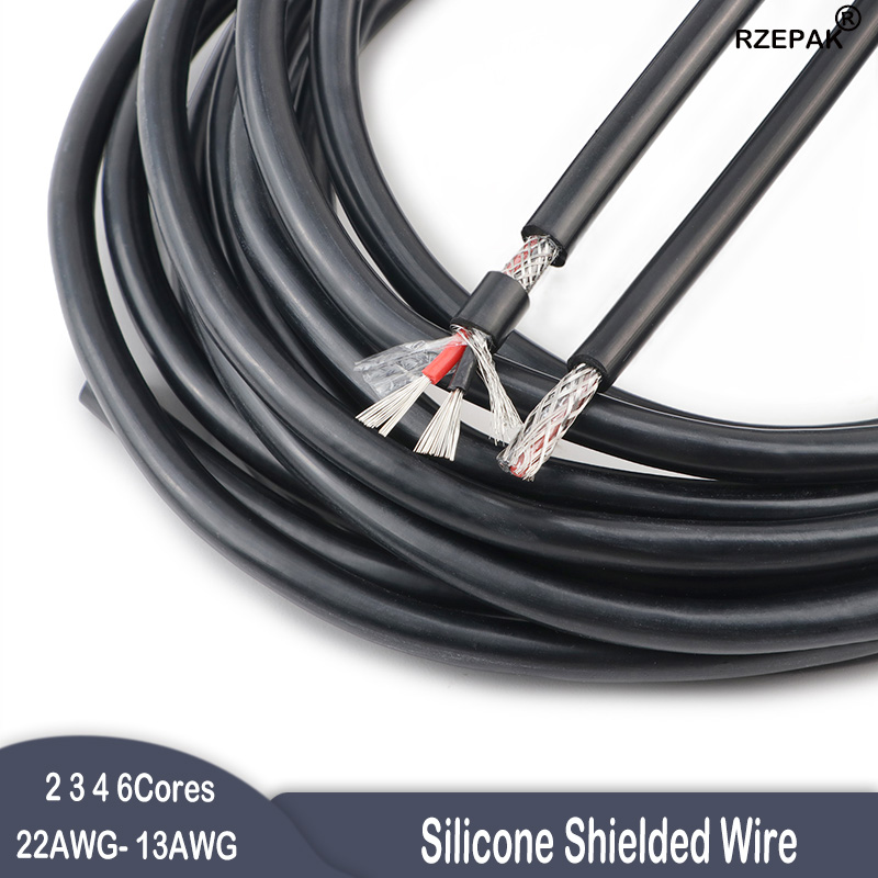 Wire 22 Gauge Copper - Kabel silikonowy ekranowany, wielożyłowy 2/3/4/6 żyłowy,