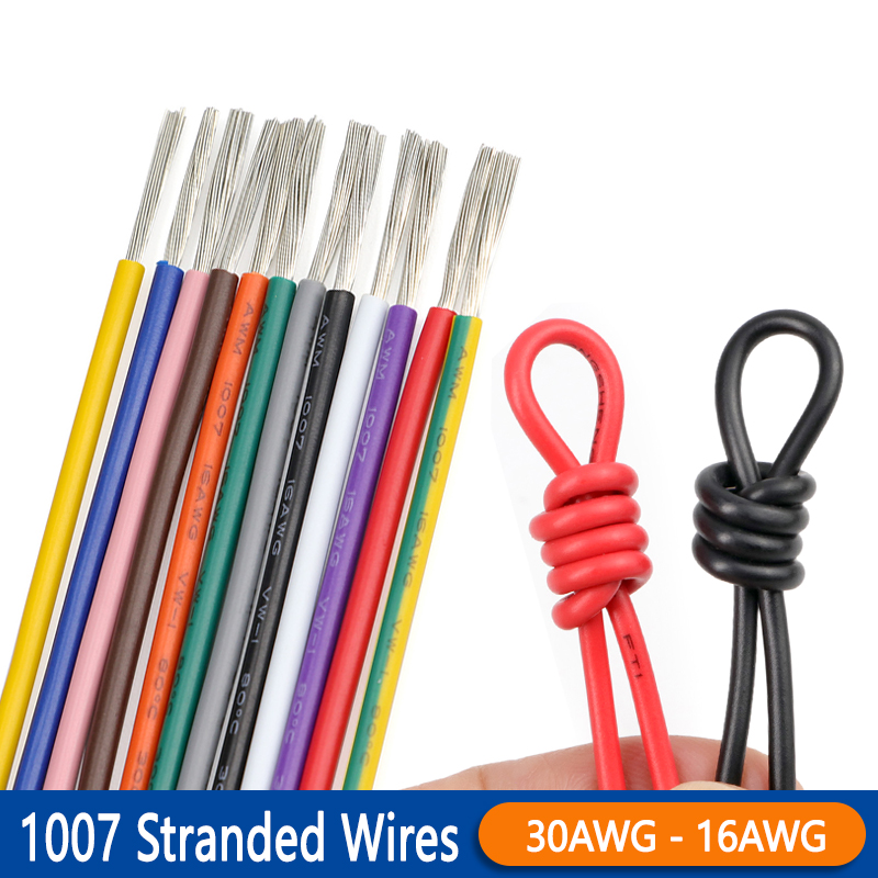 Wire 22 Gauge Copper - Przewód elektryczny 1007, wielowłóknowy, 20/50m, izolacja