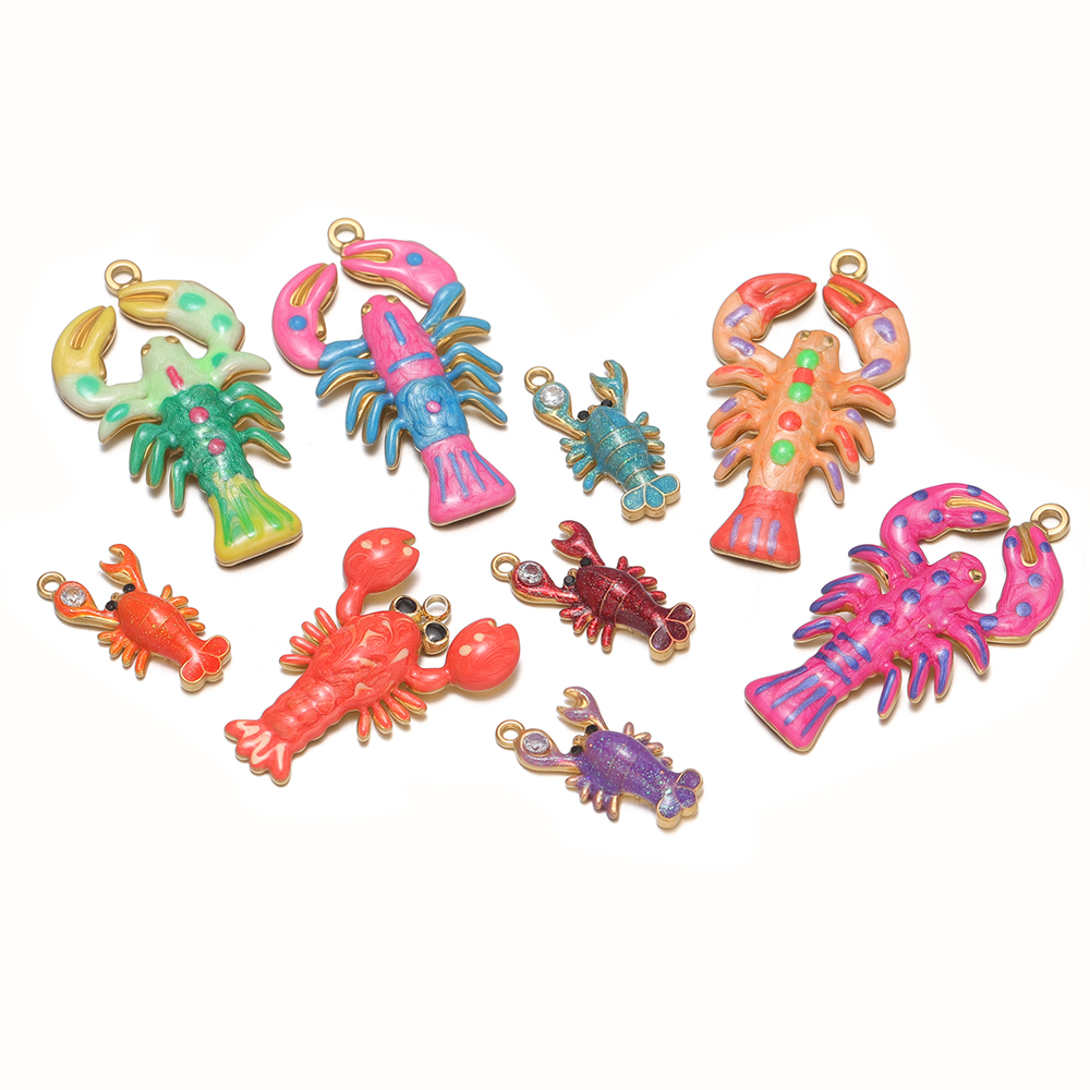 Jewelry Making 4 Year Old - 4 szt. Zawieszki z emaliowanym homarem